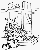 coloriage garfield se goinfre